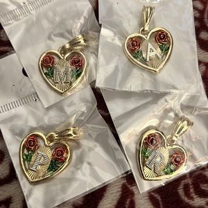 Gold filled heart multi color initial pendant